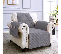 sevi's Funda Sofa 1 Plaza 60cm Universal Impermeable Reversible con Brazos, Cubre Sillon Orejero/Relax, Protector para Sofás, Color Gris