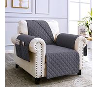 sevi's Funda Sofa 1 Plaza 60cm Universal Impermeable Reversible con Brazos, Cubre Sillon Orejero/Relax, Protector para Sofás, Color Gris Oscuro