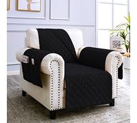 sevi's Funda Sofa 1 Plaza 60cm Universal Impermeable Reversible con Brazos, Cubre Sillon Orejero/Relax, Protector para Sofás, Color Negro