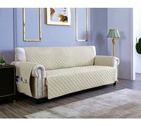 sevi's Funda Sofá 1 Plazas Impermeable e Antideslizante con Bolsillos, Cubre Sillon Orejero/Relax Reversible Antiarañazos para Mascotas, Oeko-Tex, Lavable (Helado Blanco)