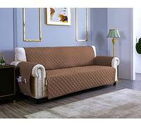 sevi's Funda Sofá 1 Plazas Impermeable e Antideslizante con Bolsillos, Cubre Sillon Orejero/Relax Reversible Antiarañazos para Mascotas, Oeko-Tex, Lavable - Marrón Claro
