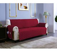 sevi's Funda Sofá 3 Plazas Impermeable e Antideslizante con Bolsillos, Protector Sofá Reversible Antiarañazos para Mascotas, Oeko-Tex, Lavable - Borgoña