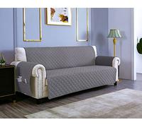 sevi's Funda Sofá 3 Plazas Impermeable e Antideslizante con Bolsillos, Protector Sofá Reversible Antiarañazos para Mascotas, Oeko-Tex, Lavable - Gris