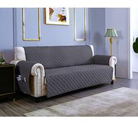 sevi's Funda Sofá 3 Plazas Impermeable e Antideslizante con Bolsillos, Protector Sofá Reversible Antiarañazos para Mascotas, Oeko-Tex, Lavable - Gris Oscuro
