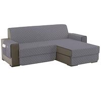 sevi's Funda Sofá 4 Plazas Impermeable e Antideslizante con Bolsillos, Protector Sofá Reversible Antiarañazos para Mascotas, Oeko-Tex, Lavable - Gris
