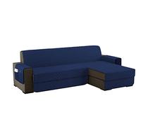sevi's Funda Sofa Chaise Long 2 Plazas Impermeable, Izquierdo/Derecho Reversible Antideslizante, Protector Sofa con Bolsillos, Antiarañazos para Mascotas, Oeko-Tex, Lavable -Azul