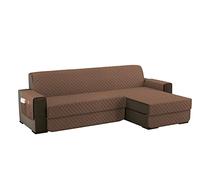 sevi's Funda Sofa Chaise Long 2 Plazas Impermeable, Izquierdo/Derecho Reversible Antideslizante, Protector Sofa con Bolsillos, Antiarañazos para Mascotas, Oeko-Tex, Lavable -Marrón Claro