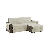 sevi's Funda Sofa Chaise Long 200cm Brazo Izquierdo/Derecho Universal Reversible Impermeable, Protector Sofa 2 Plazas Chaise Long con Brazos, Color Helado Blanco