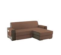 sevi's Funda Sofa Chaise Long 200cm Izquierdo/Derecho Universal Reversible Impermeable, Protector Sofa 2 Plazas Chaise Long con Brazos, Color Marrón Claro