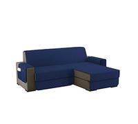 sevi's Funda Sofa Chaise Long 200cm Izquierdo/Derecho Universal Reversible Impermeable, Protector Sofa 2 Plazas Chaise Long con Brazos, Color Azul