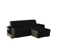 sevi's Funda Sofa Chaise Long 200cm Izquierdo/Derecho Universal Reversible Impermeable, Protector Sofa 2 Plazas Chaise Long con Brazos, Color Negro