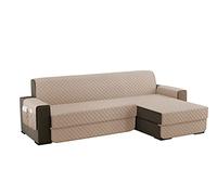 sevi's Funda Sofa Chaise Long 250cm Izquierdo/Derecho Universal Reversible Impermeable, Protector Sofa 3 Plazas Chaise Long con Brazos, Color Caqui