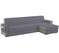 sevi's Funda Sofa Chaise Long 3 Plazas Impermeable, Izquierdo/Derecho Reversible Antideslizante, Protector Sofa con Bolsillos, Antiarañazos para Mascotas, Oeko-Tex, Lavable - Gris
