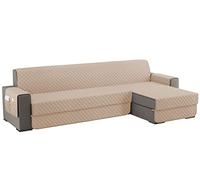 sevi's Funda Sofa Chaise Long 300cm Izquierdo/Derecho Universal Reversible Impermeable, Protector Sofa 4 Plazas Chaise Long con Brazos, Color Caqui