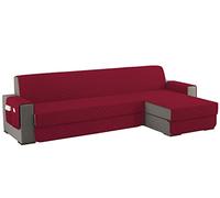 sevi's Funda Sofa Chaise Long 300cm Izquierdo/Derecho Universal Reversible Impermeable, Protector Sofa 4 Plazas Chaise Long con Brazos, Color Borgoña