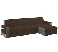 sevi's Funda Sofa Chaise Long 300cm Izquierdo/Derecho Universal Reversible Impermeable, Protector Sofa 4 Plazas Chaise Long con Brazos, Color Marrón Oscuro