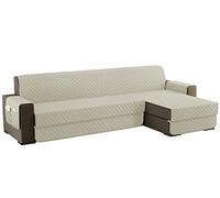 sevi's Funda Sofa Chaise Long 300cm Izquierdo/Derecho Universal Reversible Impermeable, Protector Sofa 4 Plazas Chaise Long con Brazos, Color Helado Blanco