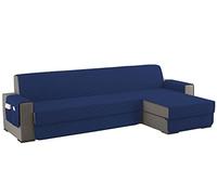 sevi's Funda Sofa Chaise Long 4 Plazas Impermeable, Izquierdo/Derecho Reversible Antideslizante, Protector Sofa con Bolsillos, Antiarañazos para Mascotas, Oeko-Tex, Lavable - Azul