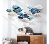 SEVOLY Arte de Pared de Peces de Metal, decoración de Pared de Peces de Metal costeros, Escultura de Pared de Peces Marinos náuticos 3D, Escuela de Peces para Colgar en la Pared, 88,5 x 43 cm