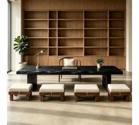 Sevonarb Mesa Japonesa de Suelo Estilo Chabudai, Comedor Baja，Mesa de Altar para Meditación y Mindfulness-Negro-200CM