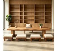 Sevonarb Mesa Japonesa de Suelo Estilo Chabudai, Comedor Baja，Mesa de Altar para Meditación y Mindfulness-Color de la madera-200CM