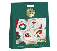 Sew & So On Kit de manualidades de bordado, Merry and Bright incluye todos los accesorios de manualidades necesarios, kits de manualidades ideales para adultos y niños mayores, es un gran regalo de