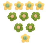 SEWACC 10 Piezas de Flores de Lana Tejidas a Ganchillo para Accesorios Diy, Ligeras Color Verde, Ideales para Manualidades y Decoración Casera Color Aleatorio