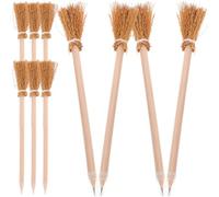SEWACC 10 Piezas Lápiz Escoba de Halloween de Madera Marrón | Lápices de Escritura Prácticos, Diseño Festivo para Aulas y Regalos, Trazado Suave en Papel