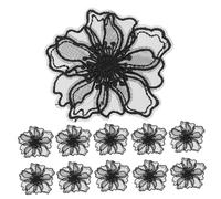 SEWACC 10 Piezas Parche Bordado de Flores Encaje Organdí Negro para Ropa Diy Apliques Decorativos para Vestidos Bolsos Jeans Sombreros y Proyectos Manualidades