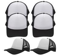 SEWACC 10 Uds Unisex Sublimación Jersey Blanco Gorra Béisbol Sublimación Sombreros Llanura Sombrero Camionero Unisex para Impresión Sublimación Negro Personalizado, Negro , 28.5X18cm