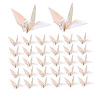 SEWACC 100 Piezas Origami Paper Cranes Impermeables con Acabado Perlado Blanco Plegados Mano para Decoración de Bodas y Fiestas al Aire Diy