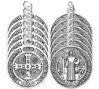 SEWACC 12 dijes de medalla de San Benito, medallas de San Benito, colgante de medalla de Jesús Nuestra Señora, cuentas de rosario para hacer joyas