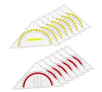 SEWACC 12piezas Regla Triangular De Herramienta De Dibujo Manual Regla Geométrica para Enseñanza De Matemáticas Transportador De Ángulos De Medición para Estudiantes