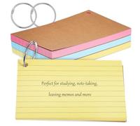 SEWACC 150 Piezas Tarjetas de Índice Rayadas para Estudio con Anillas, Papel Doble Cara y Cubierta Metálica, Ideales para Tomar Notas y Organizar Apuntes Fácilmente