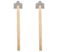 SEWACC 2 Azadas de Jardín Mango Ergonómico de Madera y Acero, Herramienta Manual para Deshierbar y Plantar en Jardinería Doméstica y Cultivo