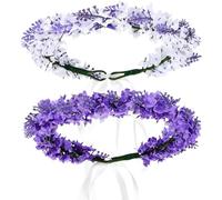 SEWACC 2 Coronas de Flores Artificiales para Mujer y Niña Diademas Bohemias y Accesorio para Fotos Bodas Playa y Vacaciones