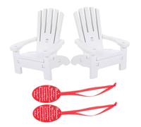 SEWACC 2 Juegos Scale Miniature Dollhouse Wooden Beach Chairs with Classic European Design and Christmas Tags Durable Wood Material For Holiday Decoration and Various Scenes