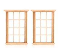 SEWACC 2 Marcos De Ventana De Madera para Casa De Muñecas Modelo De Ventana En Miniatura De Doce Celosías A Escala 1/12 4 52 X 3 26 Pulgadas Accesorios Decorativos para Casa De Muñecas