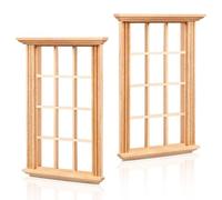 SEWACC 2 Marcos de Ventanas de Madera para casa de muñecas, Modelo Miniatura en Escala 1/12 de Ventana con Doce Cuadros Color Chocolate, 11.5 x 8.3 cm, Accesorios Decorativos para Casas de