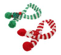 SEWACC 2 Piezas Bufanda Navideña de Punto para Mascotas Diseño a Rayas, Material de Hilo de Lana, Ligera y Cómoda para Perros y Gatos en Fiestas de Fin de Semana