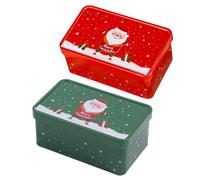 SEWACC 2 Piezas Caja de Hojalata Navideña con Tapa, para Galletas y Dulces, | Tamaño Portátil, Bordes Suaves, Almacenamiento Versátil, Fiestas y Reuniones