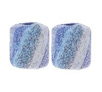 SEWACC 2 Piezas de Hilo de Crochet para Amigurumi y Manualidades 130 M de Hilo de Algodón Mercerizado Teñido en Degradado Azul Adecuado para Principiantes y Proyectos de Gorros