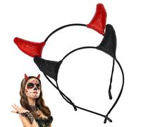 SEWACC 2 Piezas Diadema de Cuerno Rojo para Mujer Tela Reutilizable, Accesorios de Disfraz para Halloween y Fiestas de Mascarada