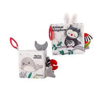 SEWACC 2 Piezas Libros para Bebés Libros de Resistentes Estimulación Sensorial Aprendizaje Temprano Juguetes para Recién Nacidos Año Baño y Boca Abajo Ocean y Bosque