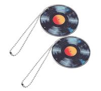 SEWACC 2 Piezas Llavero Colgante de Acrílico Negro Diseño de Disco para Mochila y Bolso, Adorno Adecuado para Fiestas y Eventos Temáticos de Música