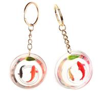 SEWACC 2 Piezas Llavero para Mujer Colgante de Pecera en Forma de Pez, Decoración Colgante de Pvc y Aleación de Zinc, Adorno Creativo y Delicado para Mochila y Escritorio