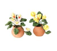 SEWACC 2 Piezas Miniature Potted Plants Artificial Clay Tiny Flower Pots Maintenance Compact Decoration For Dollhouse Micro Landscape DIY Projects