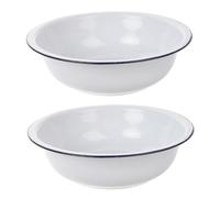 SEWACC 2 Piezas Old Style Enamel Mixing Bowls Thickened Retro Basin For Food Prep Washing Serving Kitchen Home