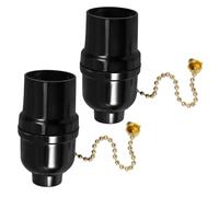 SEWACC 2 Piezas Portalámparas E27 con Cadena de Tracción, Interruptor de Tirador Seguro y Fácil de Reemplazar para Dormitorio, Sala de Estar y Estudio