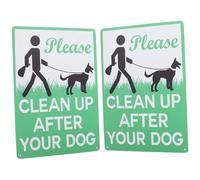 SEWACC 2 piezas Señal de Hierro Vintage para Jardín con Texto Please Clean Up After Your Dog Paquete de Decoración Exterior Resistente para Patios y Parques Indicadora de Responsabilidad